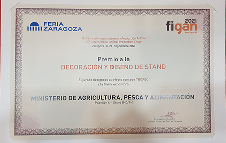 El Ministerio de Agricultura, Pesca y Alimentación obtiene el premio a la decoración y el diseño del stand en la feria FIGAN 2021