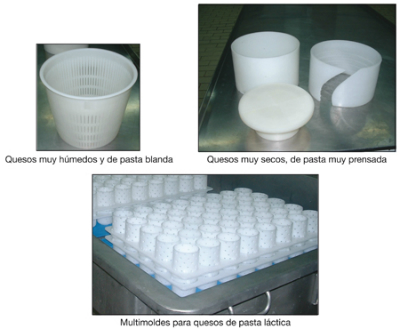 Diferentes moldes según tipo de queso